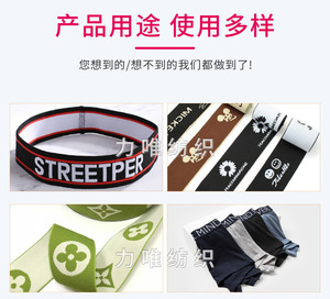 定制小批量订单 40 毫米宽，带有字母图案和彩色徽标提花弹力织带 - Product Image 5