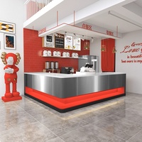 Design moderne du comptoir dans un magasin de thé au lait Petite vitrine de comptoir de café en acier inoxydable pour magasin de thé à bulles