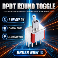 Interrupteur à bascule rond standard DPDT On-Off-On à passage traversant, broches PC en bakélite, intelligent IP11 12mm pour machine d'automatisation