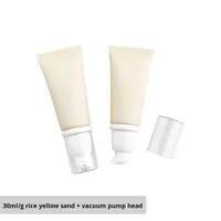 30 ml/G Beige givré mat bouteille vide en plastique Tube cosmétique tête de pompe à vide pour fond de teint liquide crème solaire soins de la peau sérum