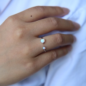 HIGH QUALITY 18k Gold Plated Rhodium Open Cuff <strong>Midi</strong> Knuckle Opal Gold <strong>Ring</strong> - Product Image 3
