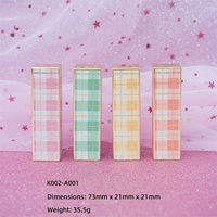 EN STOCK SANS QUANTITÉ MINIMALE DE COMMANDE Tube à rouge à lèvres imprimé en 3D en ABS, design gaufré, esthétique vintage, fermeture magnétique 3D avec motif tartan