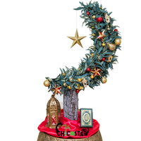 Décorations de Noël/Aïd personnalisées, arbres artificiels en forme de croissant de lune en olive, décorations de plantes uniques pour Noël/Aïd à vendre