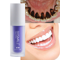 Dentifrice blanchissant violet V34, saveur menthe, 30 ml, en flacon, pour des dents éclatantes, rafraîchissant buccal, élimine les taches jaunes des dents