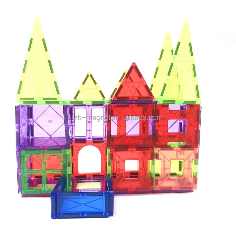 공장 가격 100pcs 마그네틱 타일 장난감 줄기 교육 건물 장난감 색상 윈도우 자석 빌딩 블록 장난감 세트