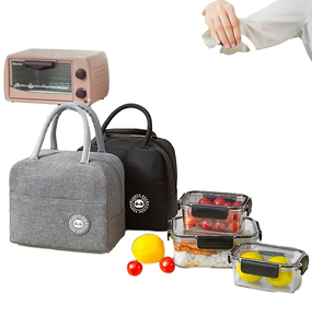 Sac à déjeuner isotherme en tissu Oxford écologique avec fermeture éclair et feuille d'aluminium épaisse pour pique-nique, stockage et transport alimentaire - Product Image 4