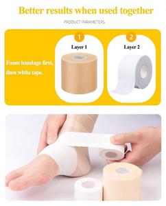 Vente en gros de bandages de pré-entourage en <span class=keywords><strong>mousse</strong></span>, sous-bandes en <span class=keywords><strong>polyuréthane</strong></span> hautement élastiques <span class=keywords><strong>pour</strong></span> le soutien des chevilles et des poignets - Product Image 4