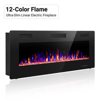 Cheminée électrique à 12 couleurs de flamme, cheminée en cristal ultra-mince pour montage mural et installation encastrée
