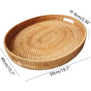 ถาดเก็บของทรงรีหวายสานมือแบบรักษ์โลก สำหรับห้องนั่งเล่น ห้องครัว ใช้จัดระเบียบบนเคาน์เตอร์ ใช้ได้ทั้งภายในและภายนอกอาคาร - Product Image 6
