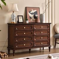 Commode à huit tiroirs en bois massif américain Timberight, console vintage démontable pour chambre et salon, rangement autonome