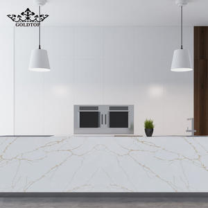 แผ่นควอตซ์ Goldtop 5131 Calacatta Arno หินสังเคราะห์ทันสมัยสำหรับเคาน์เตอร์ครัว ท็อปโต๊ะเครื่องแป้งโรงแรม ท็อปโต๊ะ และพื้น - Product Image 2