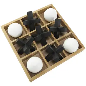 Family Adult Board Games 3D Black And White Game Pieces Wood Tic Tac Toe Dimensional XO Game Set