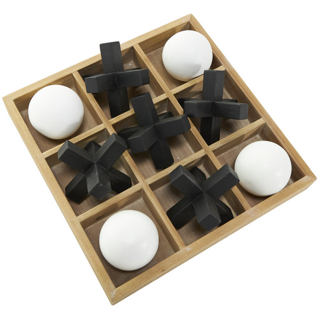 Family Adult Board Games 3D Black and White Game Pieces Wood Tic Tac Toe Dimensional XO Game Set