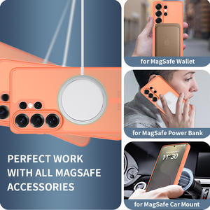Capa Magnética para Celular com Proteção de Lente para Samsung S26 Ultra, Capa de Celular com Sensação de Pele, Capa Traseira Laranja para S25 24 - Product Image 4