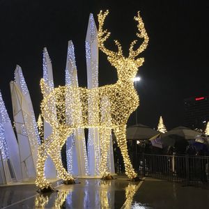 2021 Offre Spéciale en plein air grand de noël <span class=keywords><strong>rennes</strong></span> traîneaux 3D LED motif lumières sculpture grand santa cerf de noël Décoration - Product Image 1