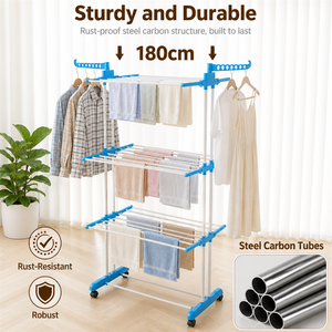 Séchoir à <span class=keywords><strong>linge</strong></span> vertical pliable en métal robuste sur pied pour intérieur - Product Image 4
