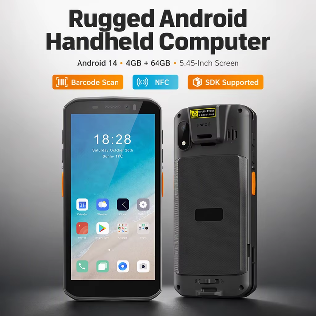 5.45" Industrial Rugged PDA Android 14 MTK6765 2D Barcode Scanner Handheld Terminal Inventory Management for European Warehouse