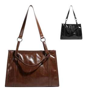 Sac à main portable en cuir PU souple de style rétro, grande capacité, pour étudiants universitaires, femmes, navetteurs, bandoulière, automne/printemps - Product Image 1