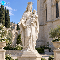 Sculpture élégante en marbre de la Madone et de l'Enfant, statue de la Vierge Marie sculptée à la main, décoration personnalisée pour église, chapelle, jardin commémoratif