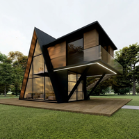 Villa mobile écologique en bois triangulaire, maison préfabriquée modulaire, design traditionnel, pour séjour en parc ou jardin, avec salle de bain et entrée