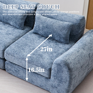 Sofá Cama Modular en la Nube, Sofá Seccional sin Estructura con Chaise Longue para Sala de Estar/Dormitorio, Sofá Shennel sin Montaje - Product Image 3