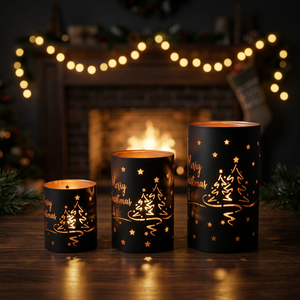 Candelabro Navideño de Hierro Negro Hecho a Mano con Impresión Digital Resistente al Calor, Decoración para el Hogar, Marca Sonnet Decor - Product Image 2