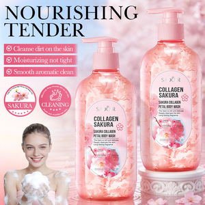 Crème de bain hydratante et nourrissante au parfum longue durée de fleurs de cerisier Sakura, gel douche au collagène pour femmes - Product Image 1
