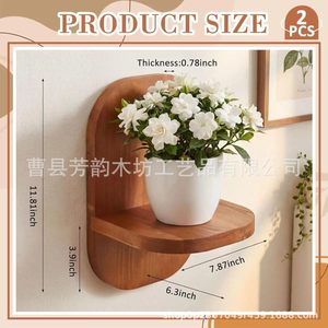 Solid Wood <b>Wall</b> Mounted Plant Shelf 11.81x7.87inch Floating <b>Display</b> Rack For Home Decor - Product Image 1