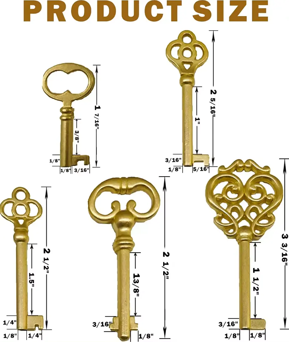 10 Bộ chìa khóa trang trí cổ điển sinh sản cho đồ nội thất cổ đồ nội thất cũ cửa tủ ông nội Đồng hồ tủ quần áo ngăn kéo