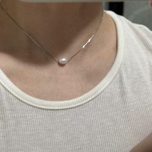 Handmade S925 Pure <b>Silver</b> Freshwater <b>Pearl</b> Collarbone <b>Necklace</b> Adjustable with Small <b>Pearl</b> Niche Design - Product Image 3