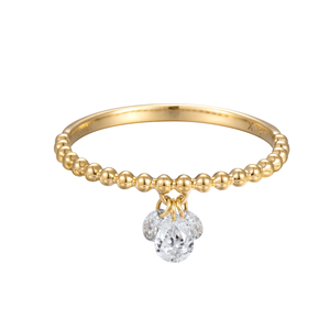 Bague de luxe en or blanc massif 14 carats avec diamant rond brillant de 0,31 ct cultivé en laboratoire |   Diamant de laboratoire taille brillant rond pour fiançailles - Product Image 1