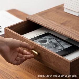 Solid Wood Minimalist <b>Drawer</b> <b>Storage</b> <b>Box</b> Rectangle Desktop Organizer Office Bedroom Use - Product Image 4