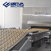 Ligne de production de biscuits automatique à haute efficacité contrôlée par PLC, avec mélangeur de pâte, laminoir, four de cuisson et four tunnel en acier inoxydable 304