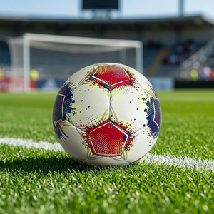 Balón de Fútbol con Patrón Geométrico Blanco, Azul y Negro, Balón de Fútbol Profesional para Partidos - Product Image 4