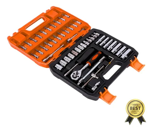 Kit d'outils de réparation automobile 53 pièces : Clé à cliquet, douilles et tournevis 1/4 - Référence 001 - Ensemble d'outils complet pour mécaniciens - Product Image 4
