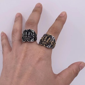 European Style Titanium Steel Crown <b>Ring</b> For Men Retro <b>Silver</b> Two Tone Gold Fashion Jewelry Gift 216026 - Product Image 4