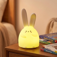 Nouveautés Lumières de lapin mignon Veilleuse en silicone Lampes en forme de lapin Lumières LED