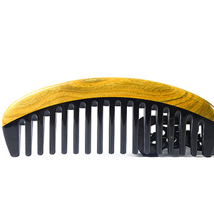Green Sandalwood Ox Horn <b>Comb</b> <b>Wide</b> Teeth Hair Massage <b>Comb</b> For General Population Wooden Multifunctional Large Tooth - Product Image 2