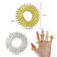 Anneau de massage par acupression pour doigts en acier inoxydable doré et argenté, soulage le stress, favorise la circulation, outils de relaxation pour les doigts et les mains