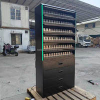 Armoire à cigarettes en métal RVB avec lumière LED pour magasin de tabac Présentoir avec obturateur et tiroir de rangement