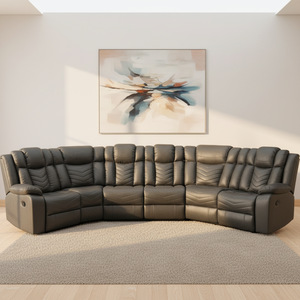 Contemporary Electric Reclining <b>Sofa</b> <b>Set</b> Faux Leather Tufted Back Metal Frame Remote Control Corner Design - Product Image 4