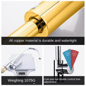 Tất Cả Các Đồng Thiết Kế Hiện Đại Rửa Lưu Vực Made Brass Nhà Bếp Vòi Nước Nóng Lạnh Xoay Hộ Gia Đình Bồn Rửa Với Thép Không Gỉ Splash-Proof - Product Image 5