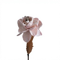 Bunga Peony Buatan Tangan Tekstur Kering Vintage, Batang Peony Palsu Wabi Sabi untuk Dekorasi Bunga Interior