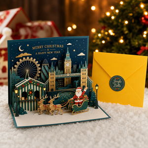 Carte de Noël pop-up 3D, carte de vœux de fêtes personnalisée, décoration en papier imprimée sur mesure, cadeau de bureau - Product Image 2