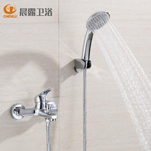 Juego de grifería para ducha, montado en la pared, con cabezal de ducha tipo lluvia y de mano, con válvula mezcladora para uso en el baño. - Product Image 2