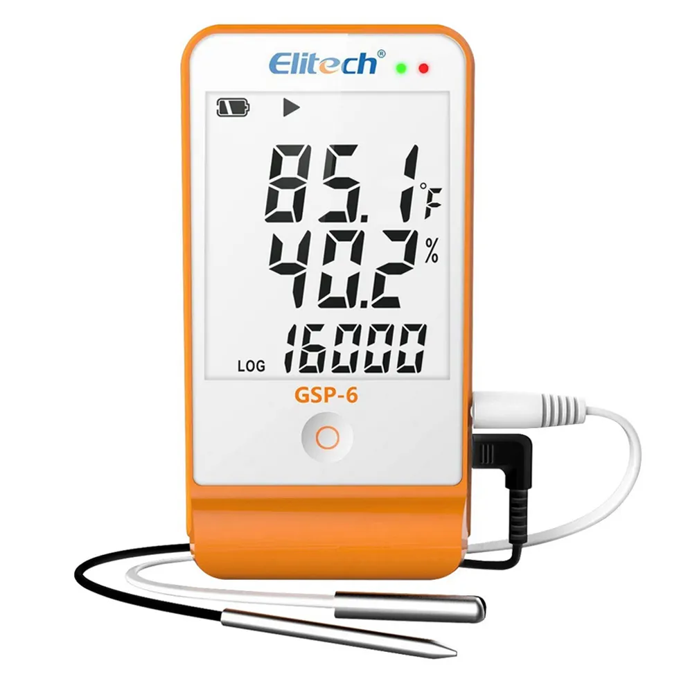 Elitech เครื่องบันทึกข้อมูล Gsp-6 Pte อุณหภูมิและความชื้นต่ำพิเศษ16000จุด