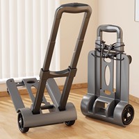 Chariot à bagages pliable en alliage d'aluminium avec 2 roues, pliage facile, chariot de voyage portable pour l'aéroport et le shopping