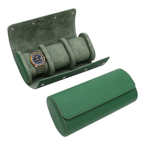 Basso MOQ orologi verdi 3 Slot in <span class=keywords><strong>pelle</strong></span> Pu scatola di immagazzinaggio per le donne di lusso <span class=keywords><strong>orologio</strong></span> da viaggio rotolo - Product Image 2