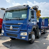Camion grue à plateau pliable d'occasion Sinotruk Howo 371 8x4 12 tonnes 20 tonnes avec échelle de chargement hydraulique