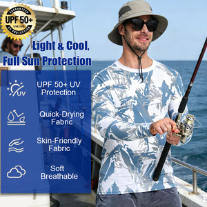 Vêtements de pêche pour hommes, fabrication OEM ODM, logo personnalisé, extensibles dans 4 directions, séchage rapide, respirants, protection UV UPF50+ - Product Image 2